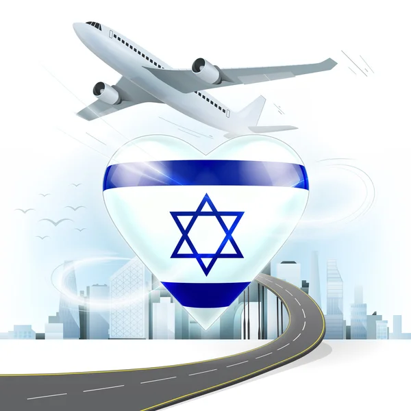 Concepto de viaje con bandera de Israel — Archivo Imágenes Vectoriales
