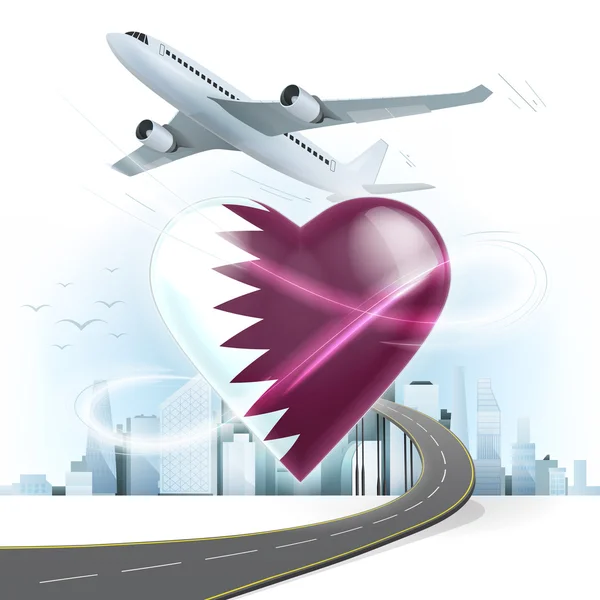 Conceito de viagem com bandeira do Qatar — Vetor de Stock