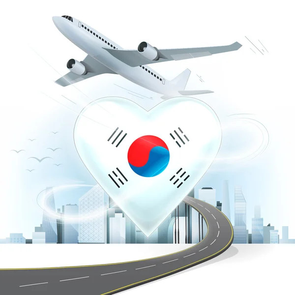 Travel concept with South Korea flag — Stock Vector