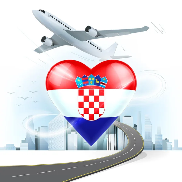 Hırvatistan bayrağı ile seyahat kavramı — Stok Vektör