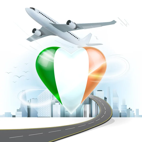 旅游概念与爱尔兰国旗 — 图库矢量图片