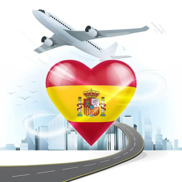 Seyahat konsepti ile İspanya bayrağı — Stok Vektör