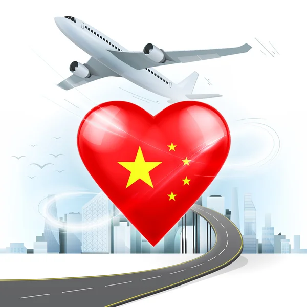 Koncept cestování s Čínou vlajky — Stockový vektor