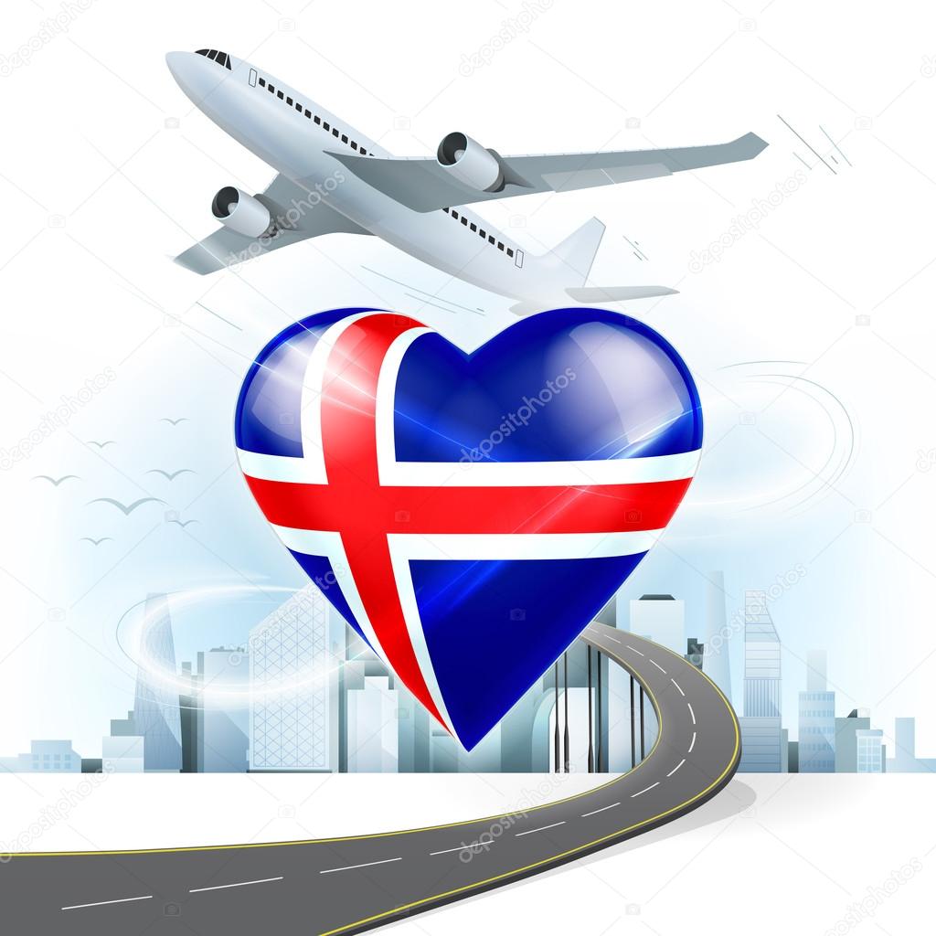 Travel concept with Iceland flag