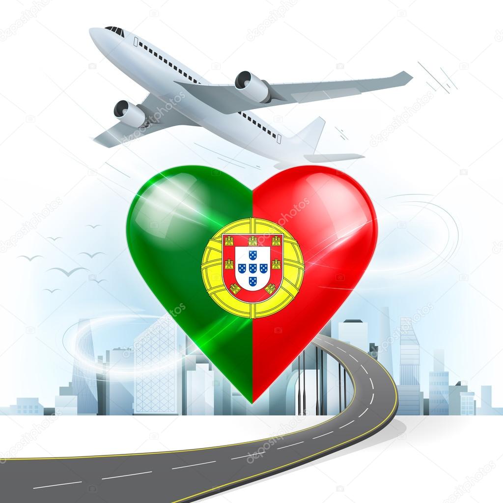 Travel concept with Portugal flag