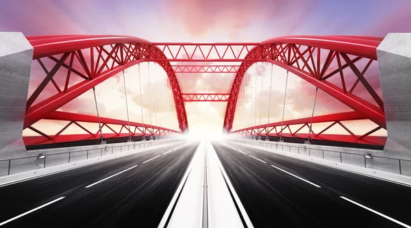 Leere Autobahnbrücke in zwei Richtungen in Bewegung verschwimmen — Stockfoto