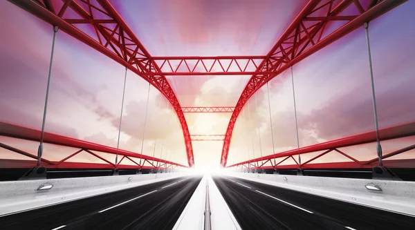 Pont autoroutier à deux sens en mouvement flou — Photo