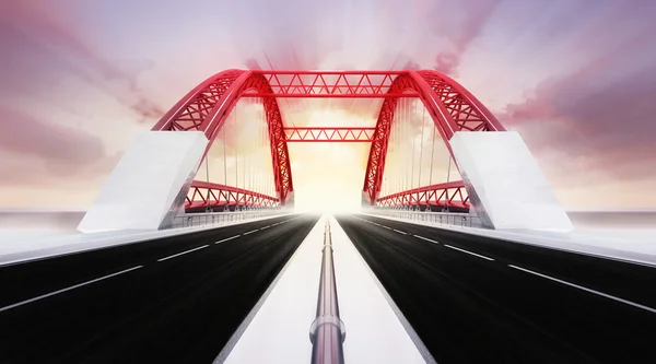 Autobahnbrücke Bewegungsunschärfe bei Sonnenuntergang — Stockfoto