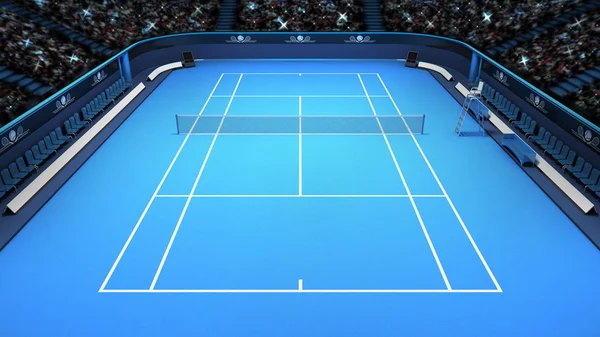 Tennis blue court perspective upper front view — Stock Photo, Image