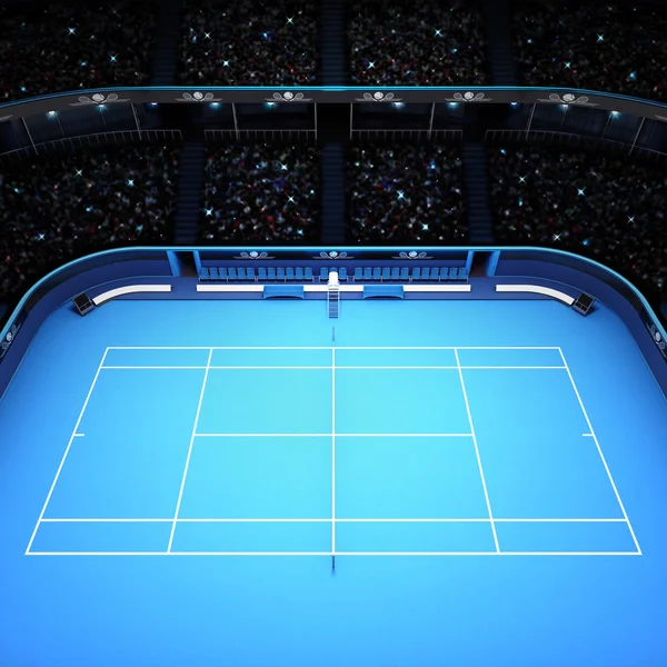 Blue tennis court and stadium full of spectators from upper view Stock Photo by ©Adikk 74217375