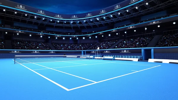 Hele Tennisbaan vanuit het perspectief van de speler — Stockfoto