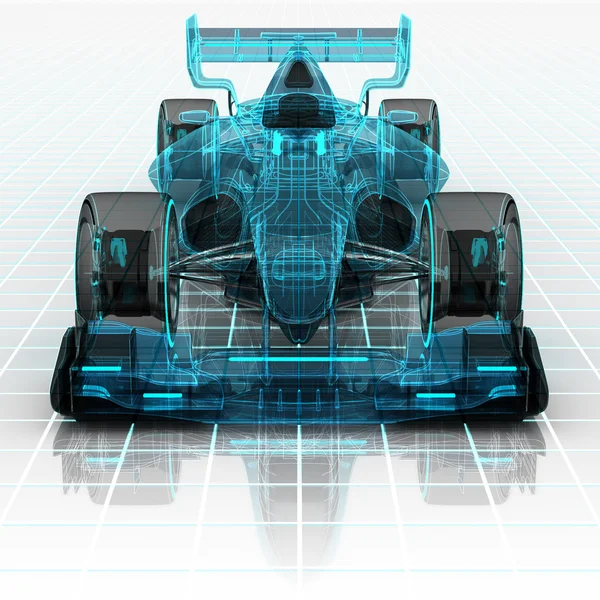 Formel-Auto-Technologie Wireframe-Skizze Frontansicht — Stockfoto