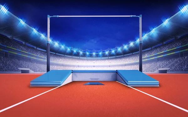 Leichtathletikstadion mit Stabhochsprungstange — Stockfoto