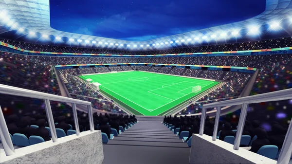 Stade de football avec ventilateurs de vue d'angle escalier — Photo