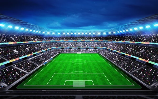 Upper view on football stadium with fans in the stands — Stock Photo, Image