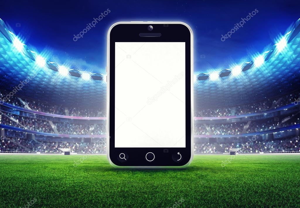 football stadium with editable empty cell phone display