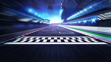 finish line on the racetrack with spotlights in motion blur clipart