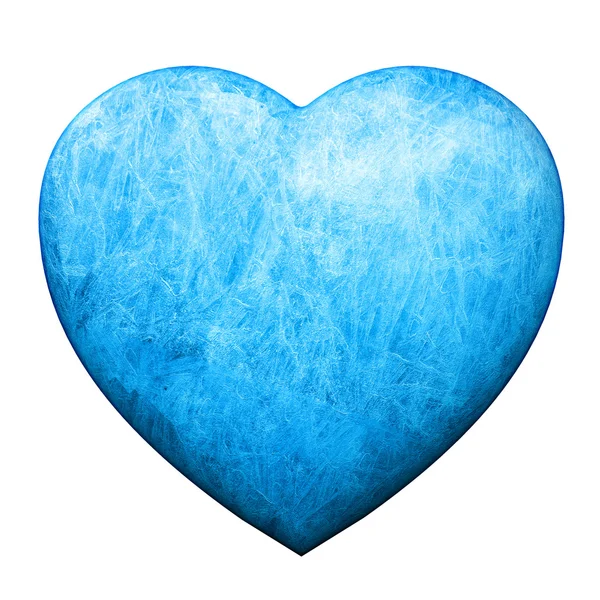 Blue heart covered with ice and frost — Stock Photo, Image