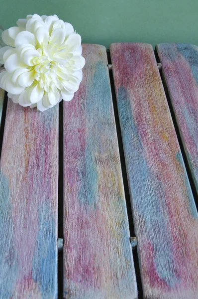 White flower on rustic wood background — Stock Photo, Image