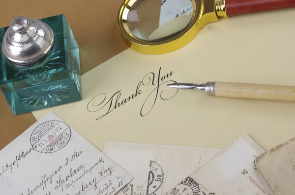 Lettering Thanks with pen — Stock Photo, Image