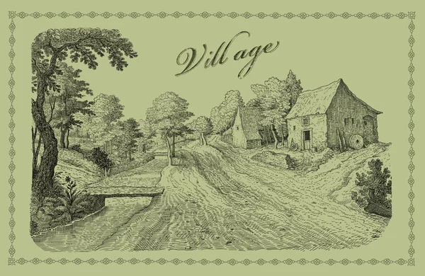 Illustrazione villaggio — Foto Stock