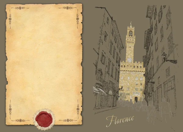 フィレンツェのビューの図 — ストック写真