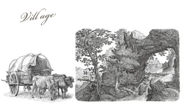 eski köy illüstrasyon