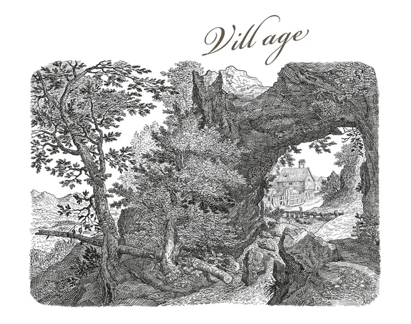 Old village illustration — Stock Photo, Image