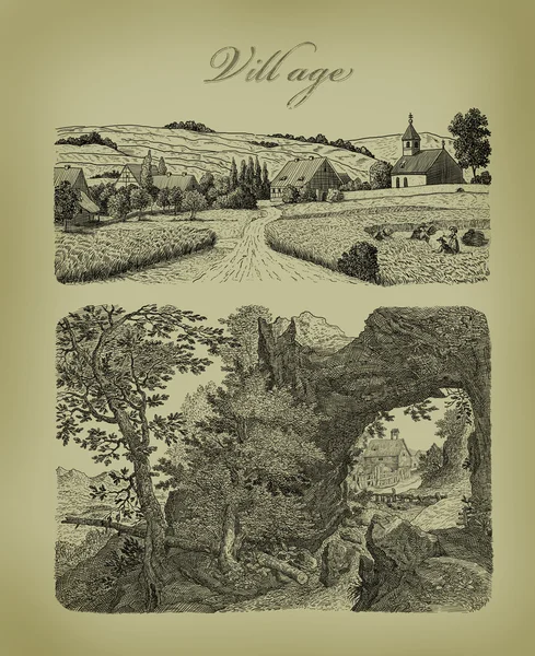 Illustration du vieux village — Photo