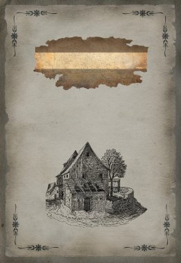 eski köy illüstrasyon