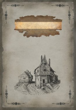 eski köy illüstrasyon