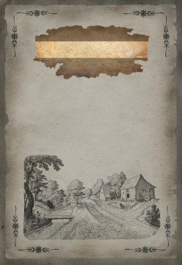 eski köy illüstrasyon