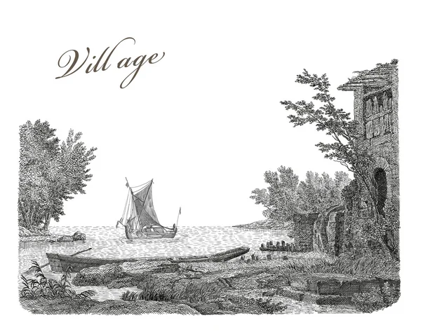 Old village illustration — Stock Photo, Image