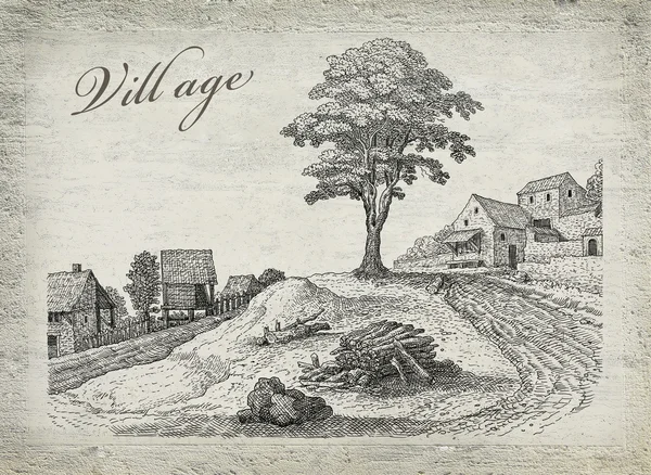Стара село ілюстрація — стокове фото