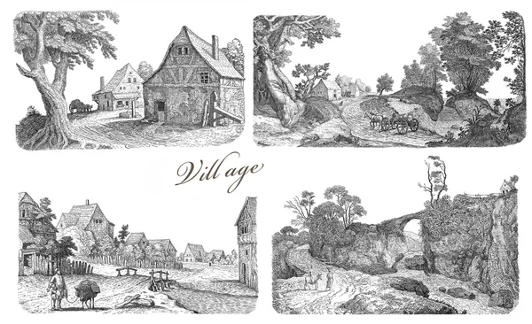 Village illustration — Stock Photo, Image