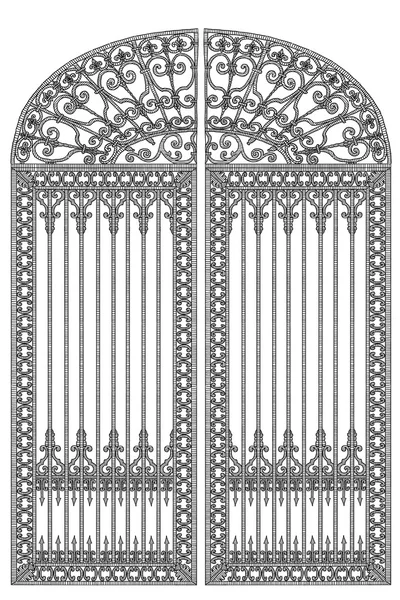 Porta forjada com treliça decorativa — Fotografia de Stock