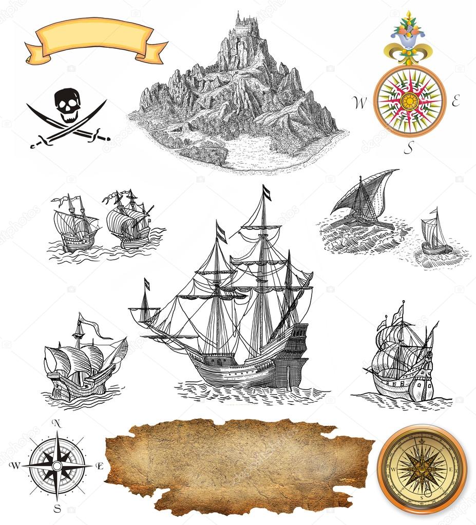 Old pirate map icon