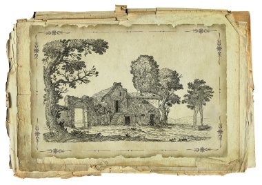 eski köy illüstrasyon