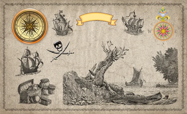 Old pirate map — Stock Photo, Image