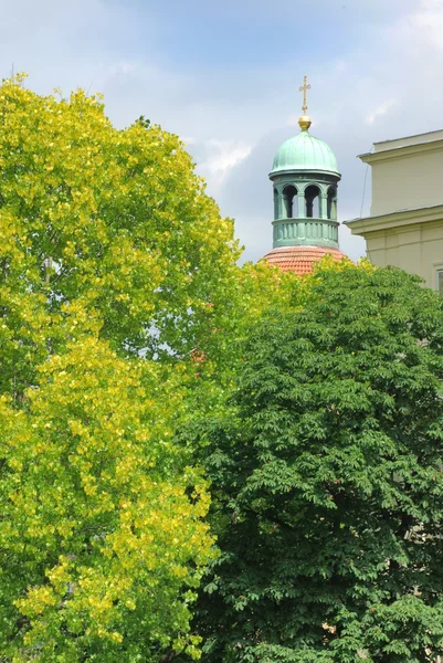 Uitzicht op Praag stad vanaf hill — Stockfoto