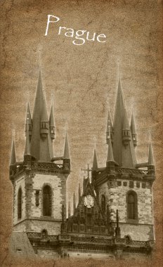 Prag manzaralı eski kartpostal