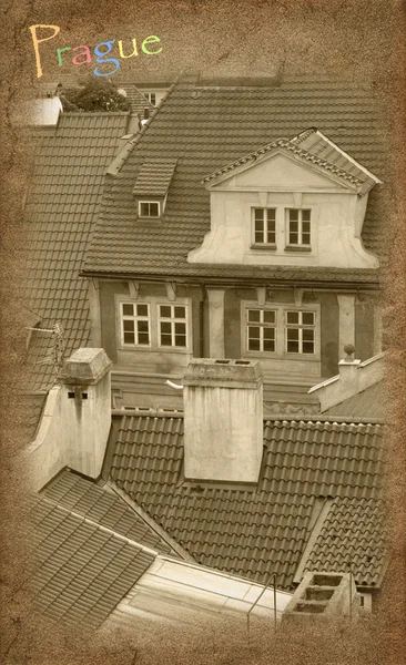 Staré pohlednice otočená do Praha — Stock fotografie