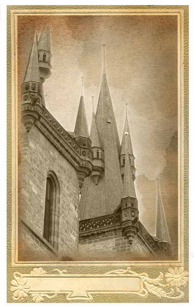 Старий листівку з видом на Прагу — стокове фото