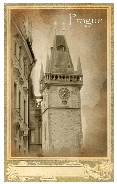 Old postcard with Prague view — Stock Photo, Image