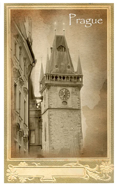 Vecchia cartolina con vista Praga — Foto Stock