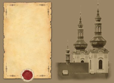 Eski kağıt arka plan ve Prag görünümü