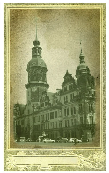 Velho cartão postal com vista de Dresden — Fotografia de Stock