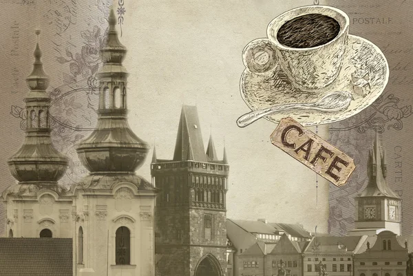 Menu background with view of Prague — Stock Photo, Image