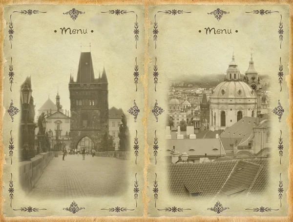 Menu background with view of Prague — Stock Photo, Image
