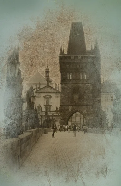 Carte postale avec vue sur Prague — Photo